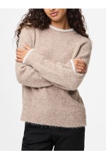 PCIVY LS O-NECK CONTRAST KNIT NOOS BC - ΜΠΕΖ