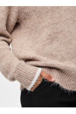 PCIVY LS O-NECK CONTRAST KNIT NOOS BC - ΜΠΕΖ