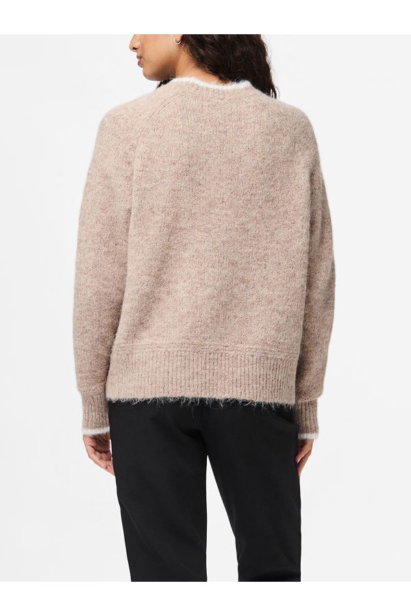 PCIVY LS O-NECK CONTRAST KNIT NOOS BC - ΜΠΕΖ