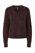 PCLAYLA LS V-NECK KNIT NOOS - ΜΠΟΡΝΤΩ