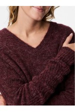 PCLAYLA LS V-NECK KNIT NOOS - ΜΠΟΡΝΤΩ