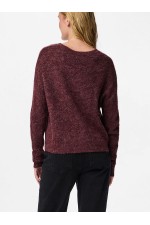 PCLAYLA LS V-NECK KNIT NOOS - ΜΠΟΡΝΤΩ