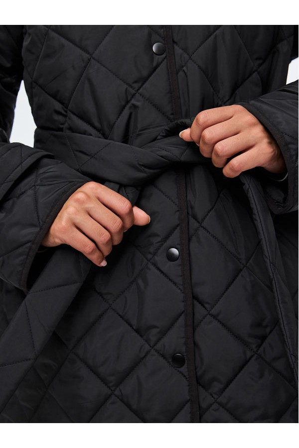 PCEMILY LONG QUILTED JACKET NOOS BC - ΜΑΥΡΟ