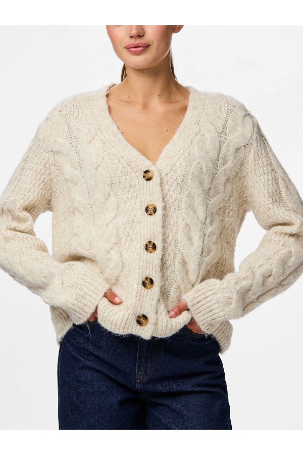 PCNINA LS V-NECK KNIT CARDIGAN NOOS BC - ΜΠΕΖ