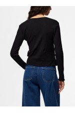PCKITTE LS V-NECK WRAP TOP JRS NOOS BC - ΜΑΥΡΟ