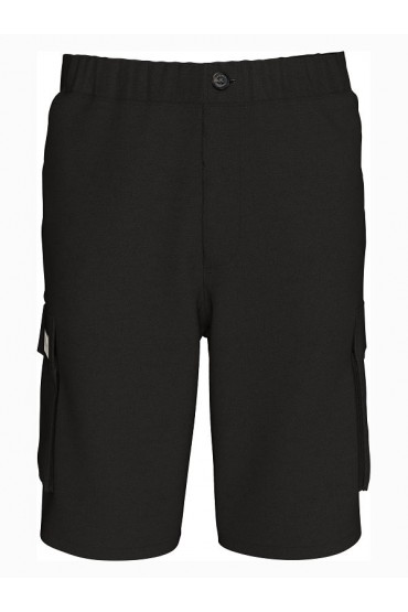 COTTON PULL ON CARGO SHORT - ΜΑΥΡΟ