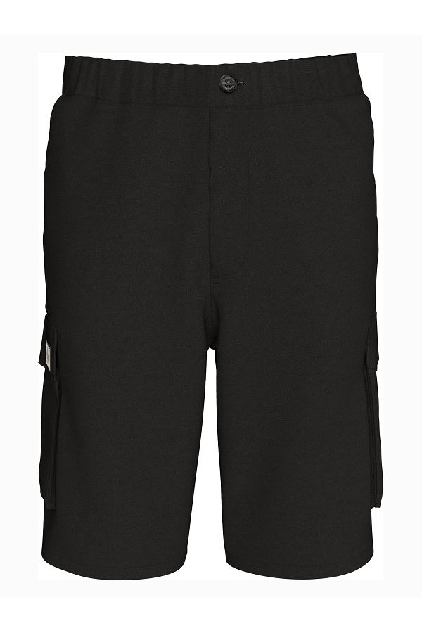 COTTON PULL ON CARGO SHORT - ΜΑΥΡΟ