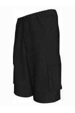 COTTON PULL ON CARGO SHORT - ΜΑΥΡΟ