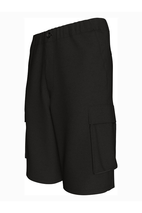 COTTON PULL ON CARGO SHORT - ΜΑΥΡΟ