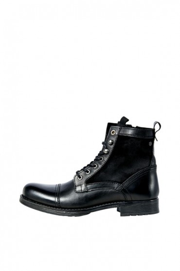 JFWMARTEY LEATHER COMBO BOOT - ΜΑΥΡΟ