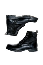 JFWMARTEY LEATHER COMBO BOOT - ΜΑΥΡΟ