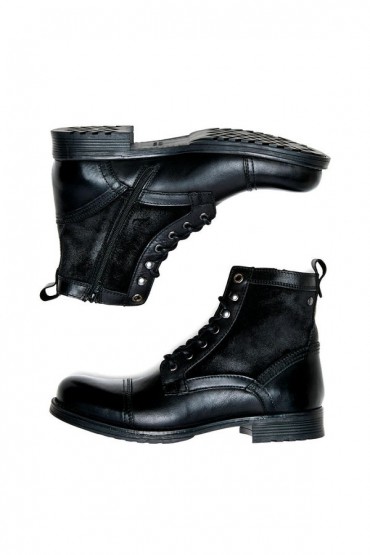 JFWMARTEY LEATHER COMBO BOOT - ΜΑΥΡΟ