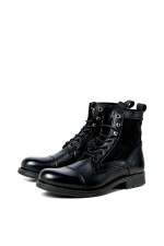 JFWMARTEY LEATHER COMBO BOOT - ΜΑΥΡΟ