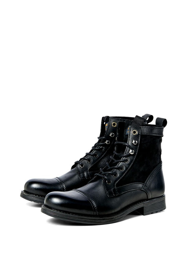 JFWMARTEY LEATHER COMBO BOOT - ΜΑΥΡΟ
