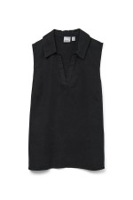 VMHARPER SL COLLAR SHORT TENCEL TOP - ΜΑΥΡΟ