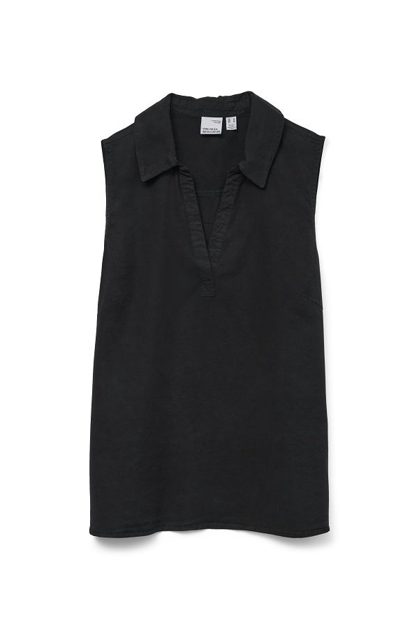 VMHARPER SL COLLAR SHORT TENCEL TOP - ΜΑΥΡΟ