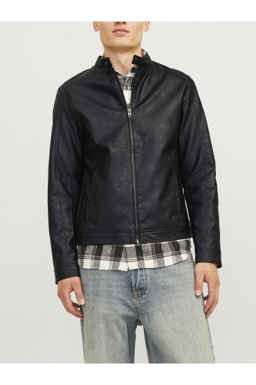 JJEDYLAN CLEAN PU JACKET NOOS - ΜΑΥΡΟ