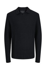 JPRWINTER KNIT STRUCTURE POLO STYD AW24 - ΜΑΥΡΟ