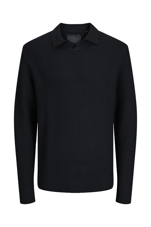 JPRWINTER KNIT STRUCTURE POLO STYD AW24 - ΜΑΥΡΟ