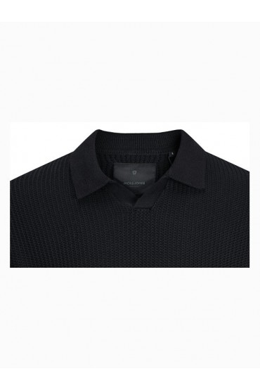 JPRWINTER KNIT STRUCTURE POLO STYD AW24 - ΜΑΥΡΟ