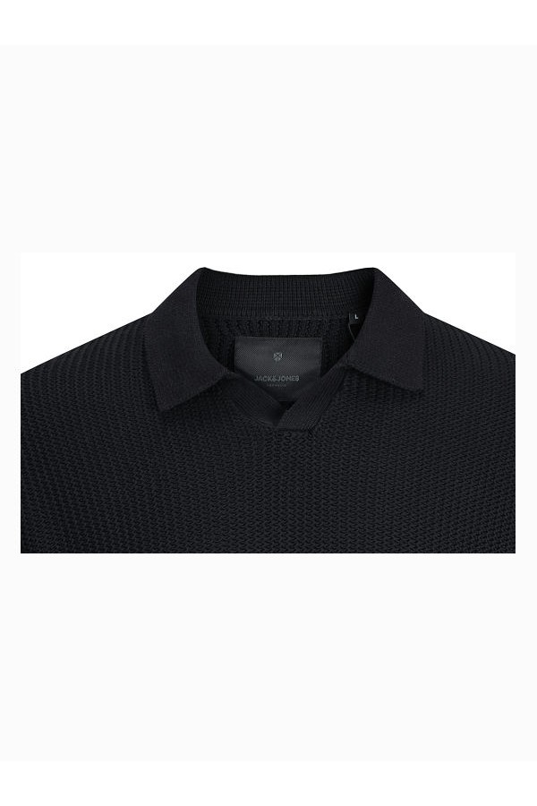 JPRWINTER KNIT STRUCTURE POLO STYD AW24 - ΜΑΥΡΟ