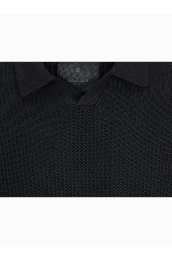JPRWINTER KNIT STRUCTURE POLO STYD AW24 - ΜΑΥΡΟ
