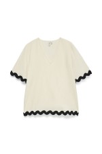 VMJENNA S/S V-NECK TOP WVN BTQ GA - ΜΠΕΖ