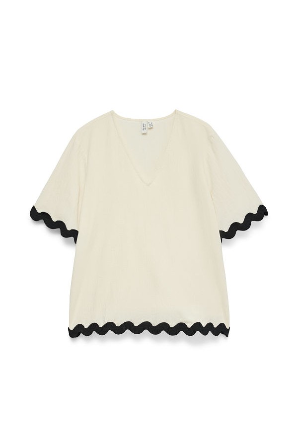 VMJENNA S/S V-NECK TOP WVN BTQ GA - ΜΠΕΖ