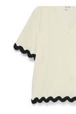 VMJENNA S/S V-NECK TOP WVN BTQ GA - ΜΠΕΖ