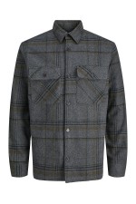 JPRRAYLE MELANGE CHECK L/S OVERSHIRT SN - ΓΚΡΙ