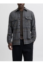 JPRRAYLE MELANGE CHECK L/S OVERSHIRT SN - ΓΚΡΙ