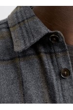 JPRRAYLE MELANGE CHECK L/S OVERSHIRT SN - ΓΚΡΙ