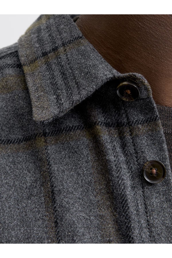 JPRRAYLE MELANGE CHECK L/S OVERSHIRT SN - ΓΚΡΙ