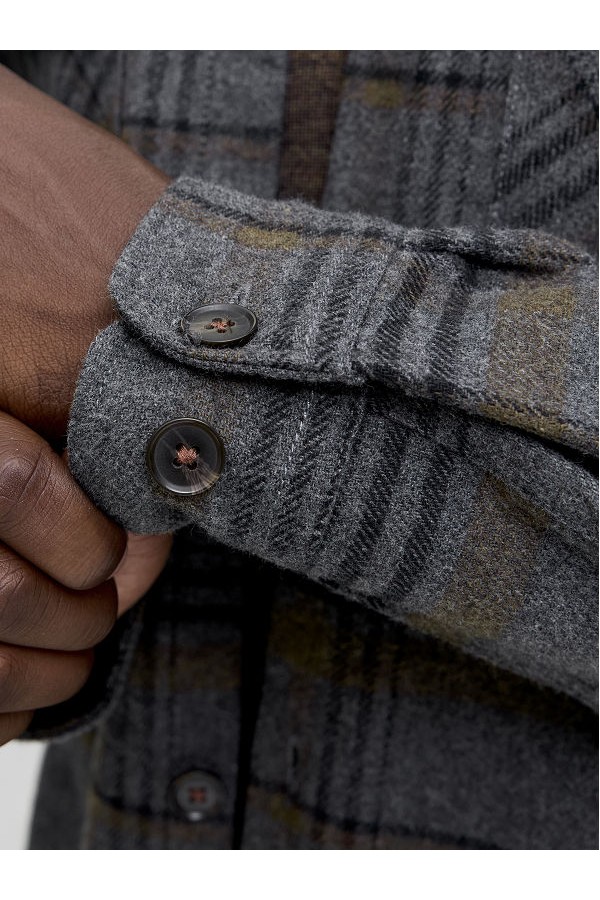 JPRRAYLE MELANGE CHECK L/S OVERSHIRT SN - ΓΚΡΙ