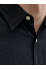 JJEBREEZE LINEN BLEND SHIRT L/S SN - ΜΑΥΡΟ