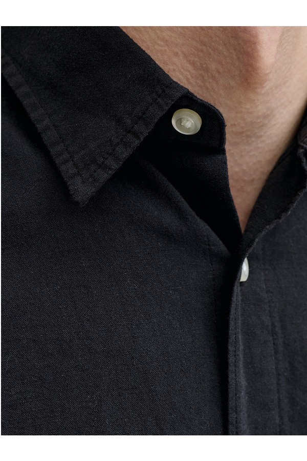 JJEBREEZE LINEN BLEND SHIRT L/S SN - ΜΑΥΡΟ