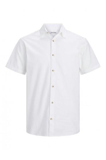 JJCHAD OXFORD STRIPE SHIRT SS - ΛΕΥΚΟ