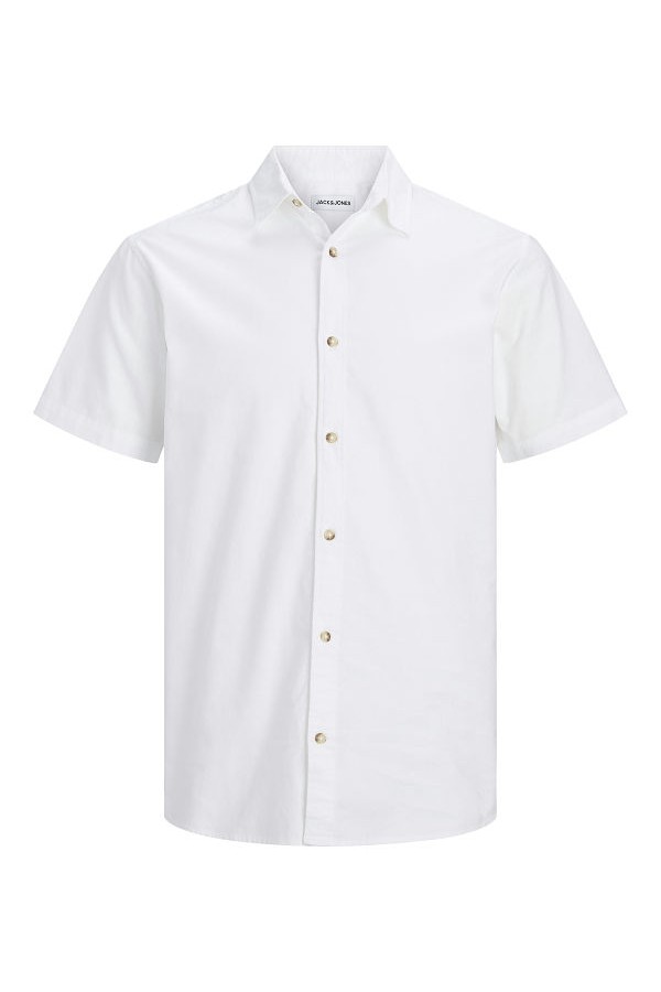 JJCHAD OXFORD STRIPE SHIRT SS - ΛΕΥΚΟ