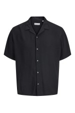 JJEJEFF RESORT SOLID SHIRT SS SN - ΜΑΥΡΟ