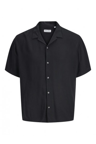 JJEJEFF RESORT SOLID SHIRT SS SN - ΜΑΥΡΟ