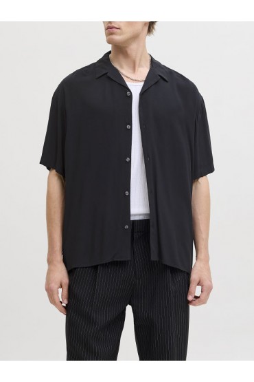 JJEJEFF RESORT SOLID SHIRT SS SN - ΜΑΥΡΟ