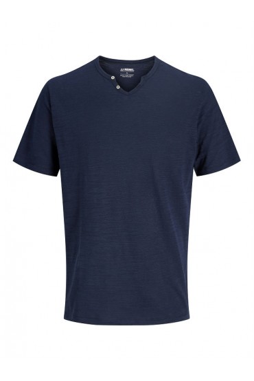 JREBWINDOM SPLIT NECK SS TEE - ΜΠΛΕ