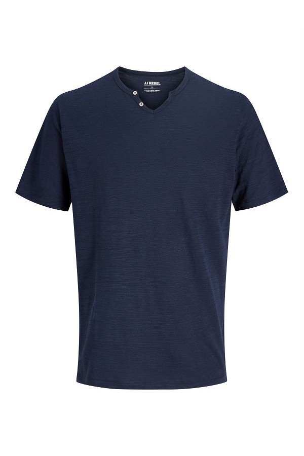JREBWINDOM SPLIT NECK SS TEE - ΜΠΛΕ