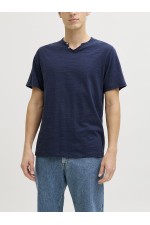 JREBWINDOM SPLIT NECK SS TEE - ΜΠΛΕ
