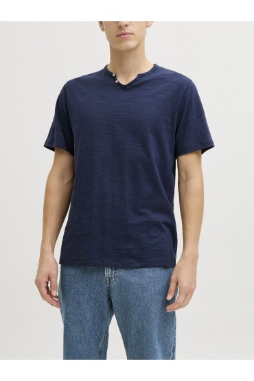 JREBWINDOM SPLIT NECK SS TEE - ΜΠΛΕ