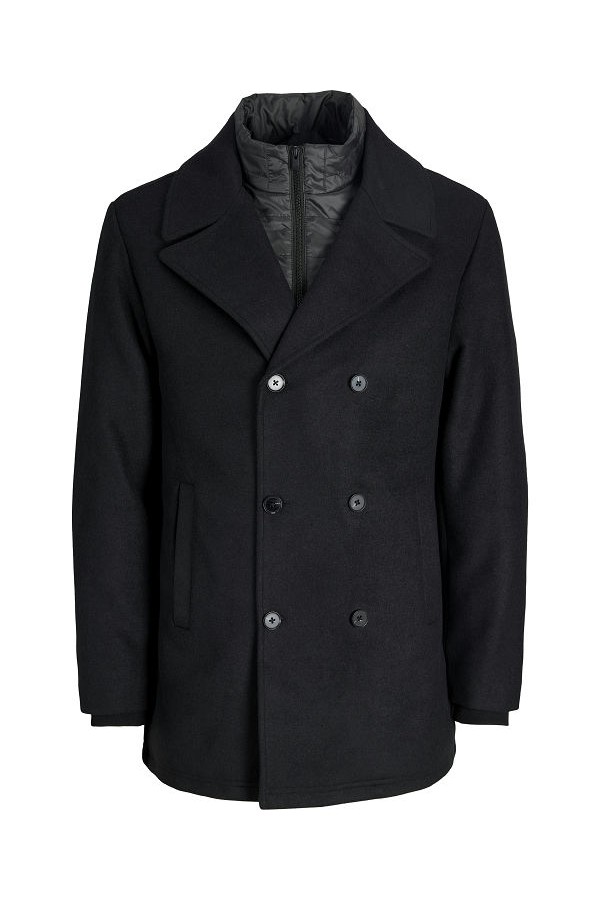 JJEDETROIT PEACOAT STYD AW25 - ΜΑΥΡΟ