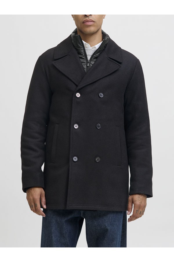 JJEDETROIT PEACOAT STYD AW25 - ΜΑΥΡΟ