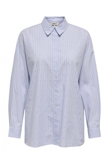 ONLRIMINI LIFE LS RHINES SHIRT MOCH WVN - ΜΠΛΕ ΑΝΟΙΧΤΟ