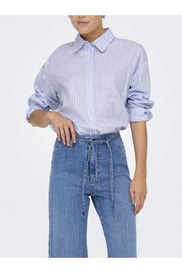 ONLRIMINI LIFE LS RHINES SHIRT MOCH WVN - ΜΠΛΕ ΑΝΟΙΧΤΟ