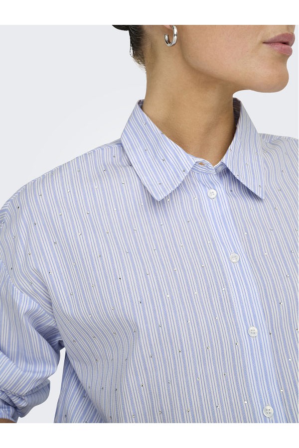 ONLRIMINI LIFE LS RHINES SHIRT MOCH WVN - ΜΠΛΕ ΑΝΟΙΧΤΟ